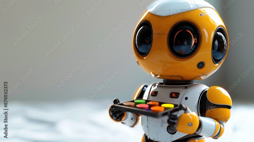 Robot Holding a Palette of Colors Robot Holding a Palette of Colors