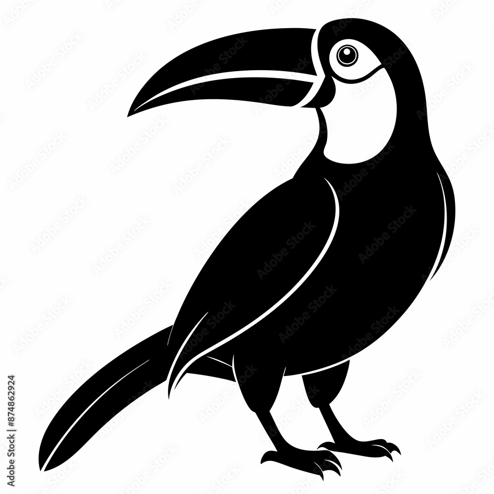 Obraz premium Toucan vector illustration, bird isolated on white, Toucan silhouette, Toucan vector art