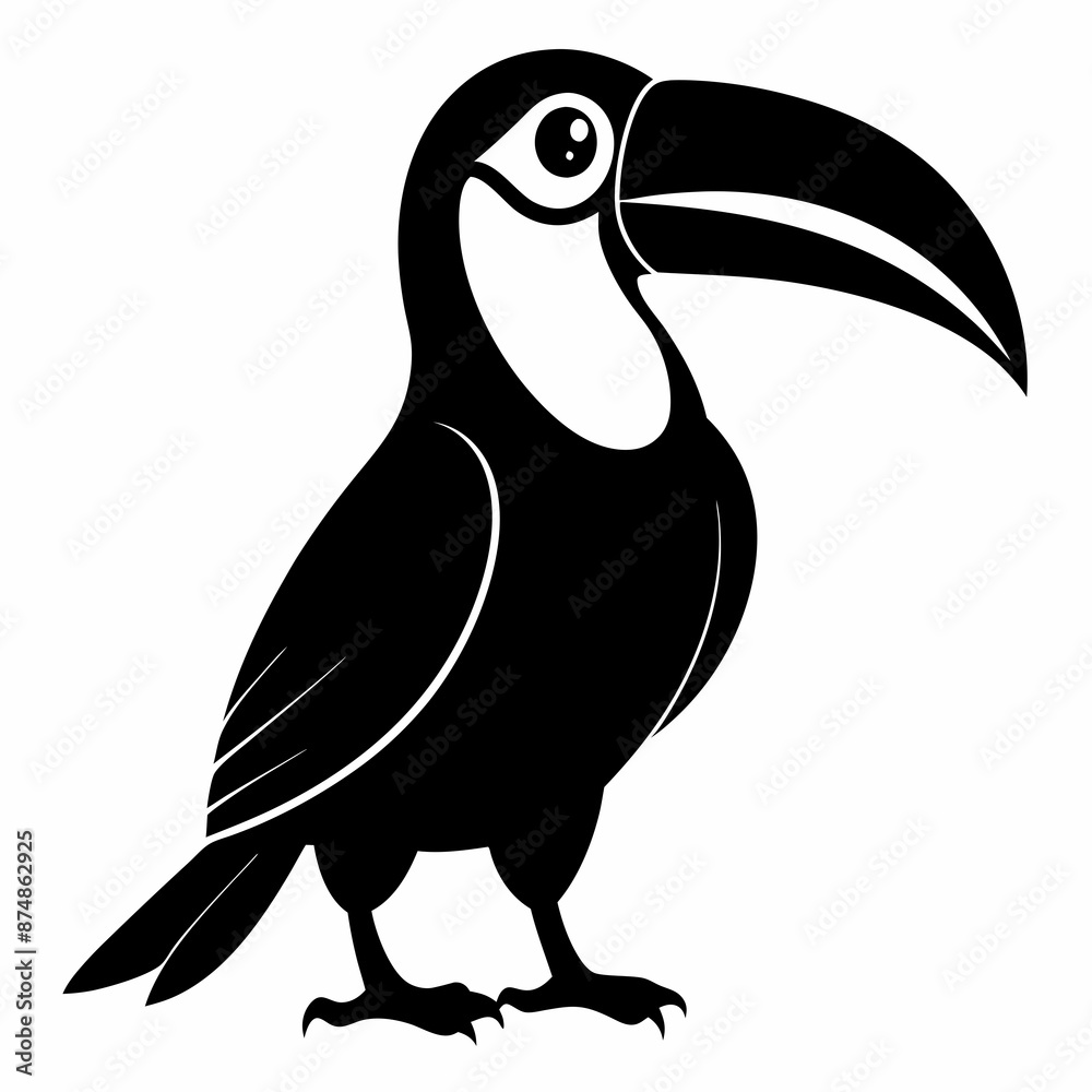 Naklejka premium Toucan vector illustration, bird isolated on white, Toucan silhouette, Toucan vector art