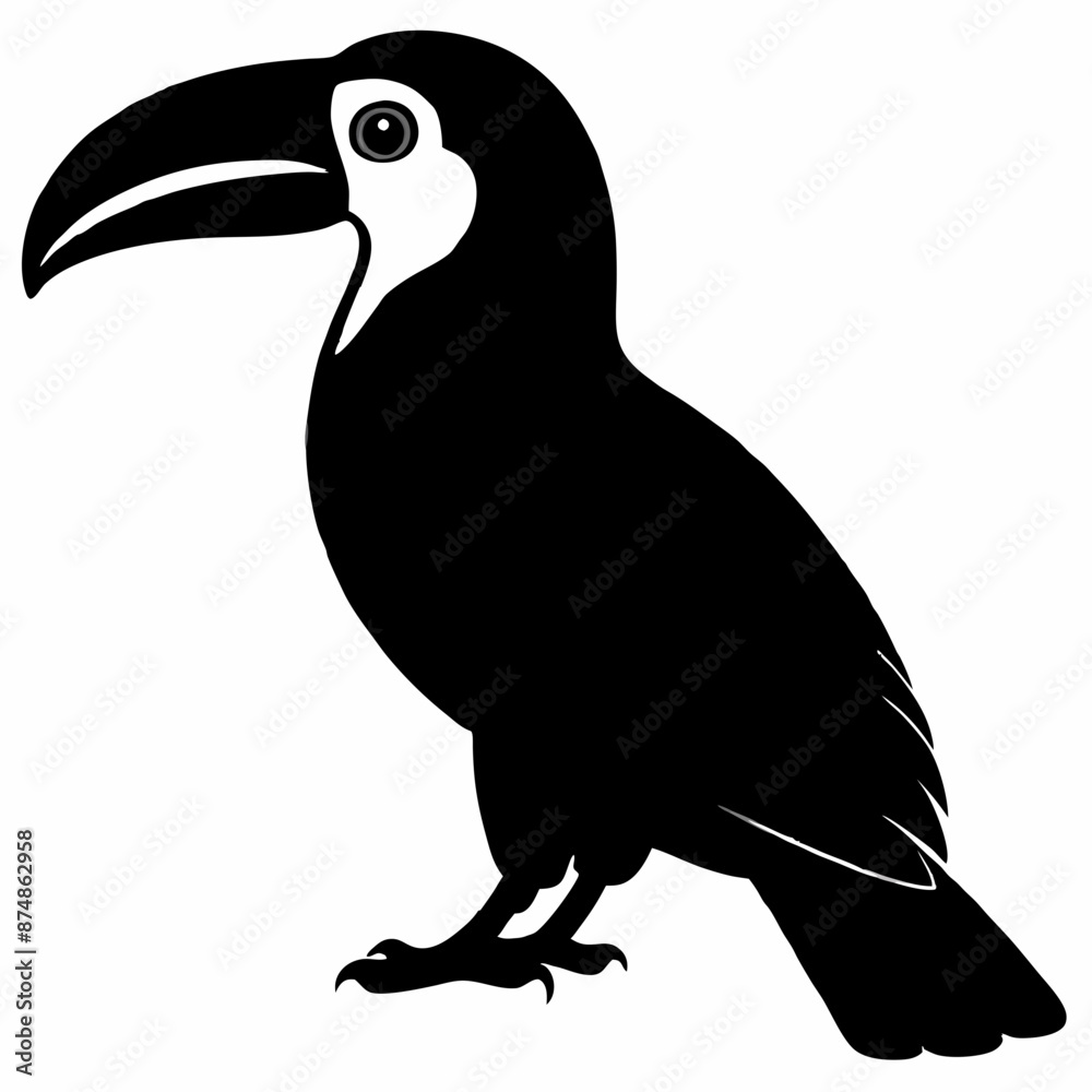 Fototapeta premium Toucan vector illustration, bird isolated on white, Toucan silhouette, Toucan vector art