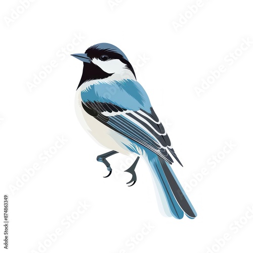 Blue-Gray Gnatcatcher Bird Illustration photo