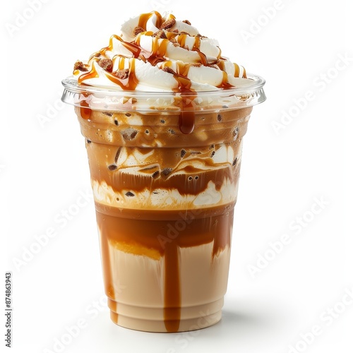 Clear plastic cup filled with caramel frappuccino   35 photo