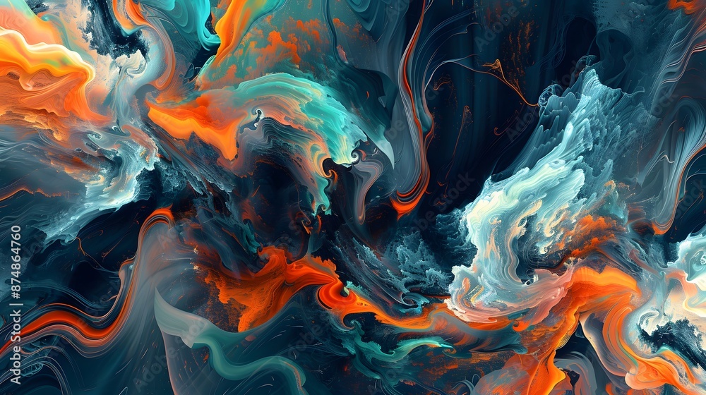 Abstract Colorful Fluid Art with Swirling Patterns Abstract Colorful Fluid Art with Swirling Patterns