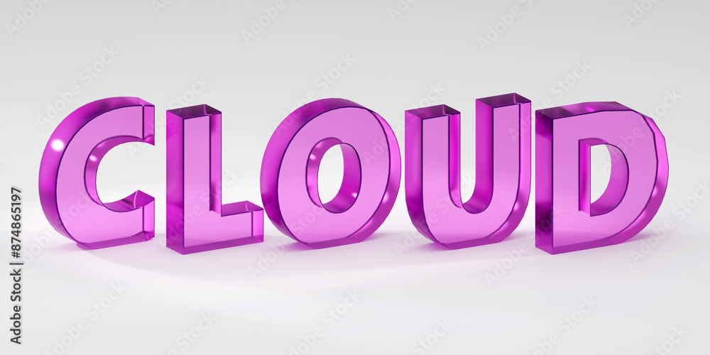 3d render sign cloud made by purple glass and light background. Simple minimalism concept. 3d render sign cloud made by purple glass and light background. Simple minimalism concept.