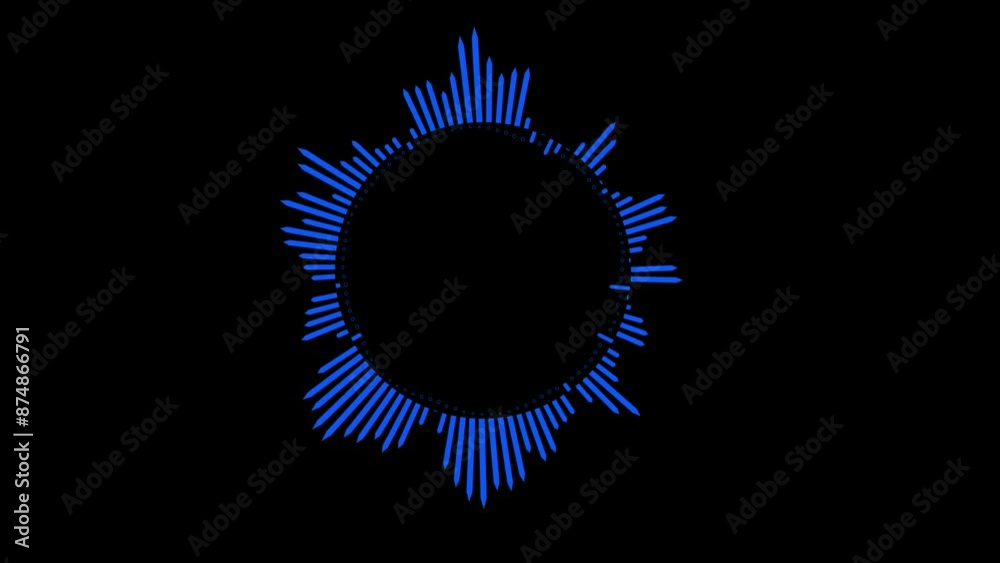 Circular interface Hud design, 4k infographic elements like music equalizer, audio waves or sound frequency in lines Tech and science, analysis theme. Circular interface Hud design, 4k infographic elements like music equalizer, audio waves or sound frequency in lines Tech and science, analysis theme.