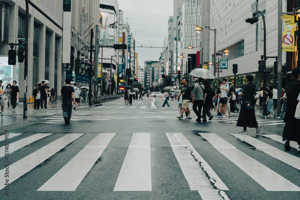 Naklejka premium 新宿の街並み 道路 交差点