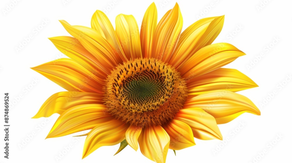 Vibrant Realistic Gold Sunflower Clipart - Flower Element Isolated on White Background Vibrant Realistic Gold Sunflower Clipart - Flower Element Isolated on White Background