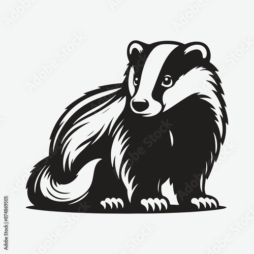 Print Majestic Badger Silhouette: Nature's Nocturnal Beauty