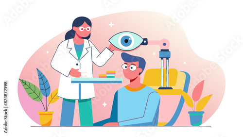 Expert Optometrist Conducting Eye Examination on Male Patient