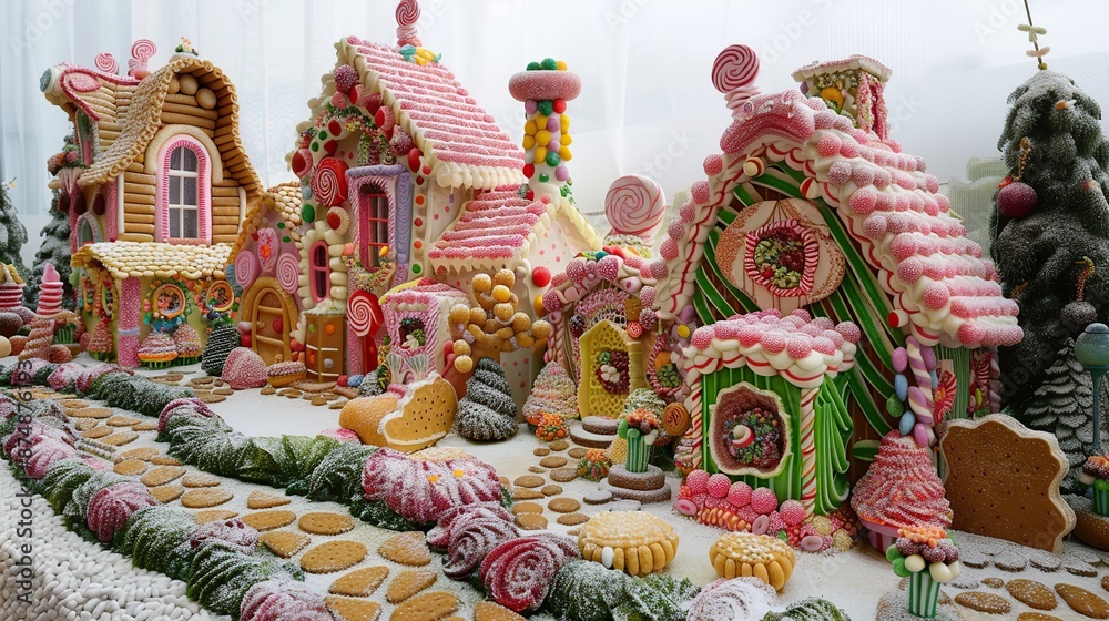 Fototapeta premium A Delightful Gingerbread Village
