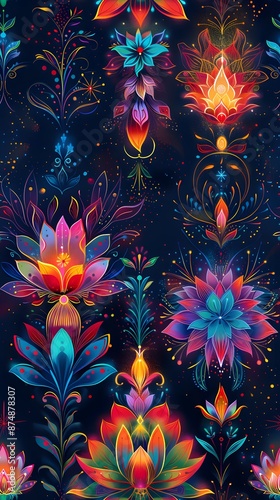 Luminous Fireworks Rituals, Create a holographic display of fireworks celebrating Janmashtami rituals. Chalk Drawing Art,