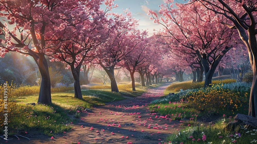 Beautiful cherry blossom tree in full bloom, showcasing delicate pink flowers. Perfect for themes of nature, spring, and beauty Beautiful cherry blossom tree in full bloom, showcasing delicate pink flowers. Perfect for themes of nature, spring, and beauty