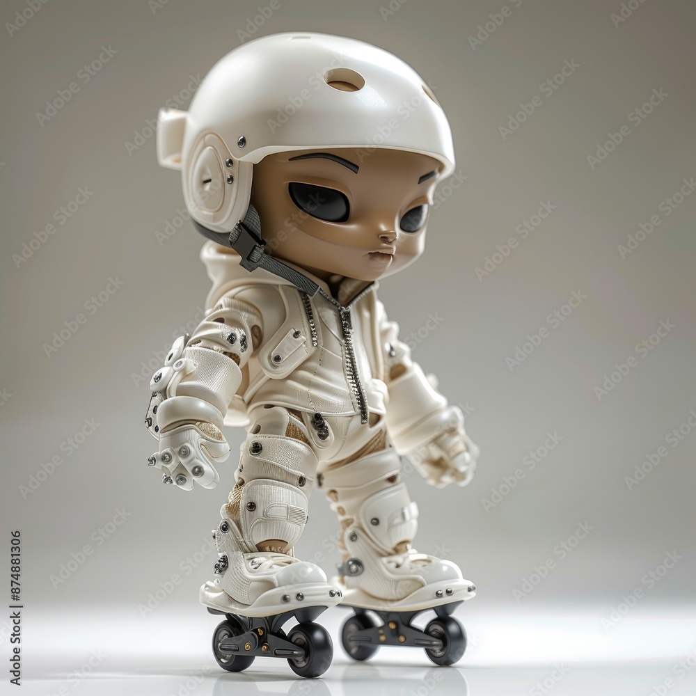 3D Of An African American Boy On Roller Skates 3D Of An African American Boy On Roller Skates