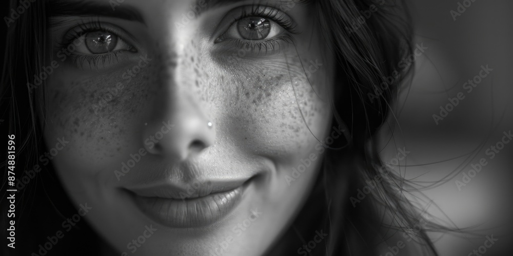 Woman with Freckles Close-up