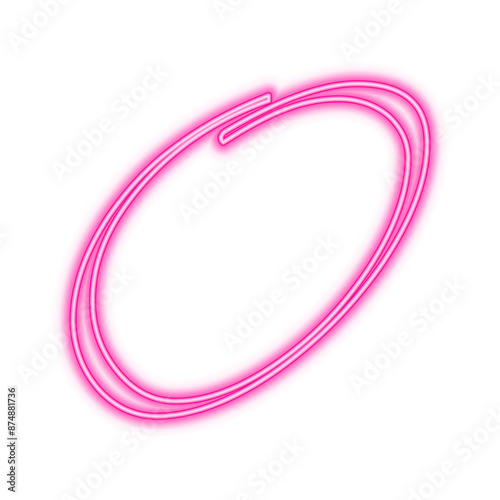 Illustration of neon number. Pink luminous number 0 isolated on transparent background.