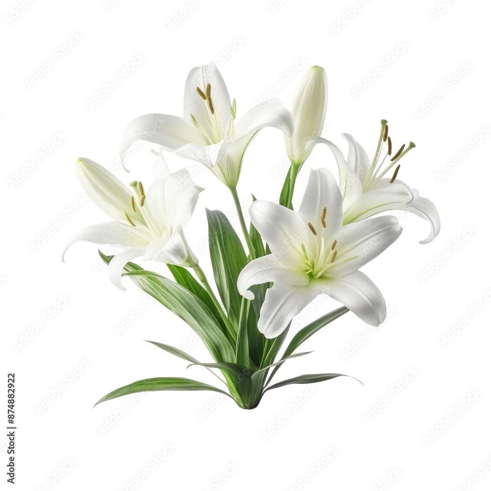 White lily flower isolate on transparent png. White lily flower isolate on transparent png.