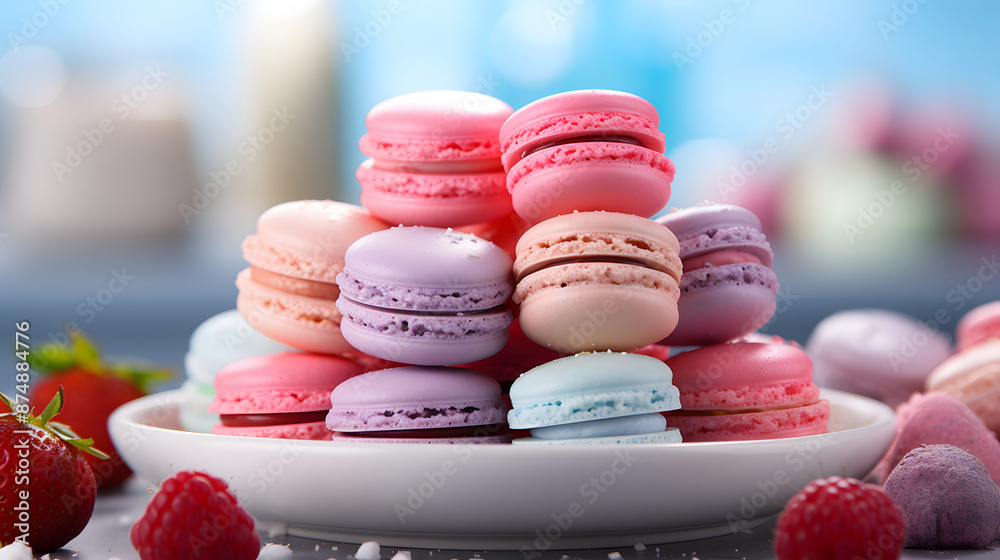 Fototapeta premium macaron dessert food photography background poster 