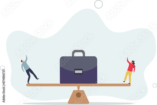 Gender equality, treat female and male equally, diversity or balance, fairness and justice concept.flat design.illustration with people.