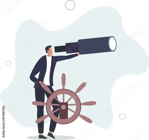 Business leadership and visionary to lead company success, career direction or work achievement concept.flat design.illustration with people.