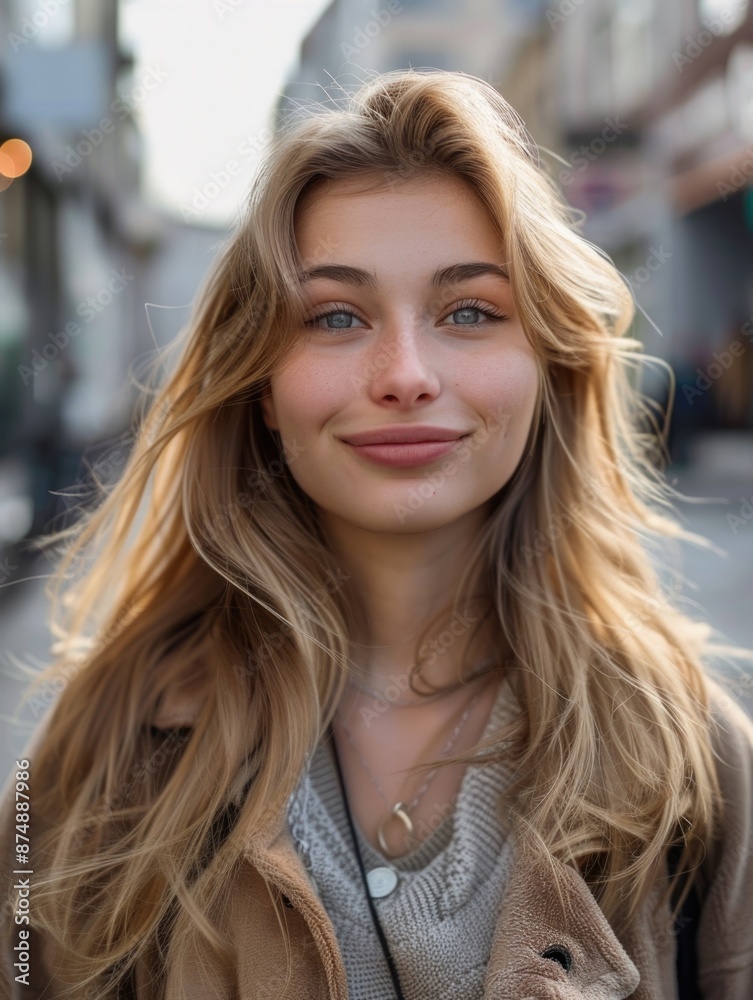 Obraz premium Blonde woman with bear