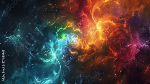 A 3d render Animals and dynamic blackhole colorful smoky and dynaic water photo