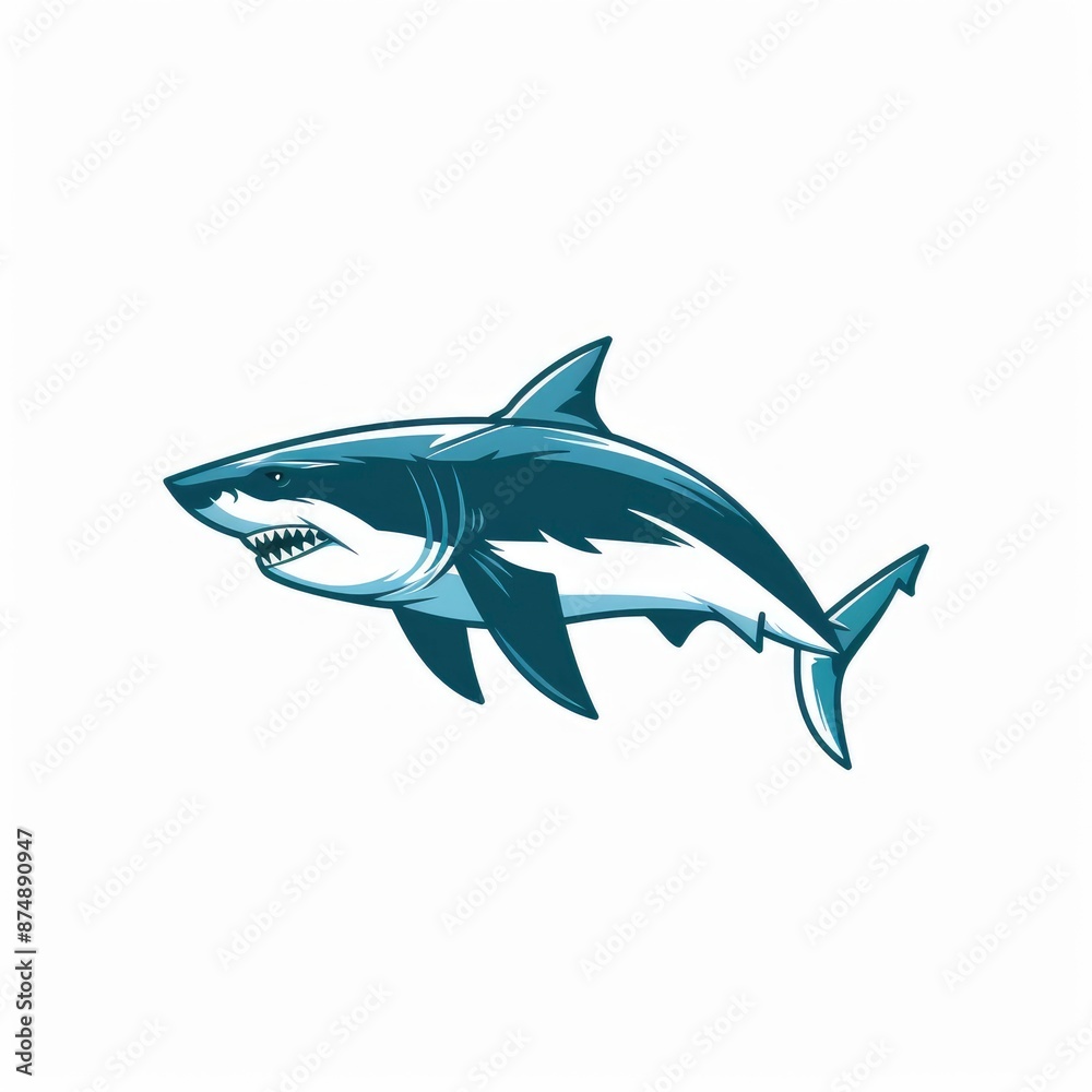 Obraz premium A Shark Logo Template, Icon, Creative Illustration Concept, Predator Theme, Detailed And Vibrant Design