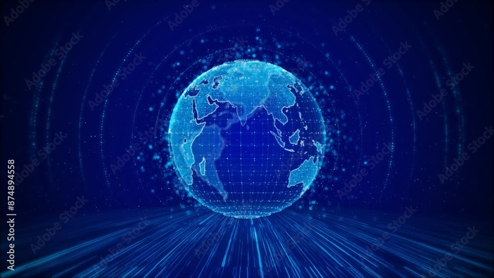 Cyber space digital technology Artificial Intelligence Matrix planet Earth . Virtual reality big data business e-commerce, social 5G LTE data connection, IoT, global business, fintech, blockchain