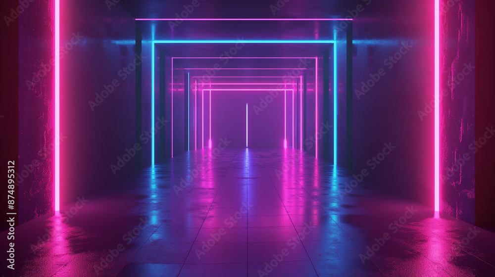 ntricate symmetrical design with neon accents, creating a sense of balance, left third copy space ntricate symmetrical design with neon accents, creating a sense of balance, left third copy space