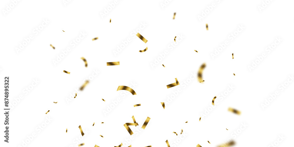 Celebration background with gold zigzag confetti falling, vector illustration