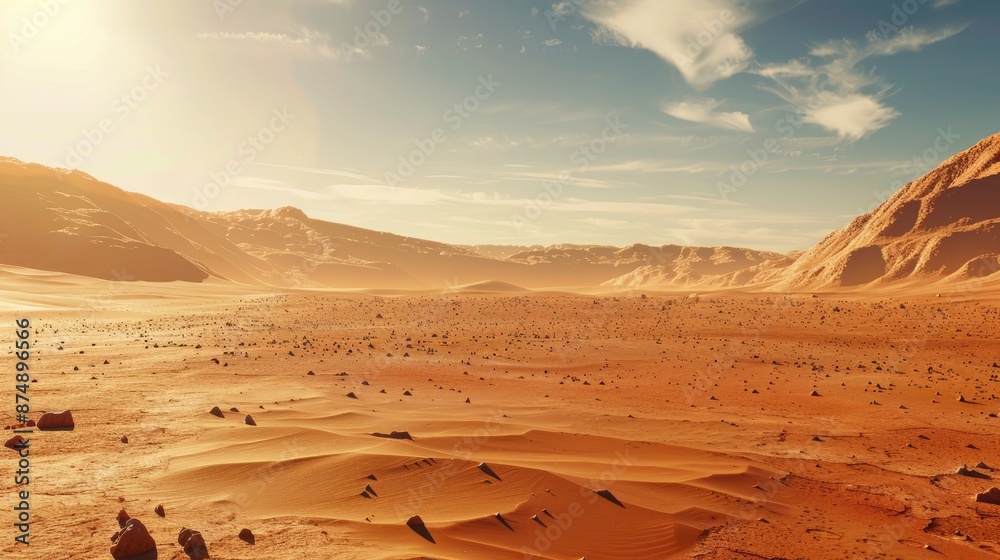 Fototapeta premium A Scenic Desert Scene On The Red Planet Mars