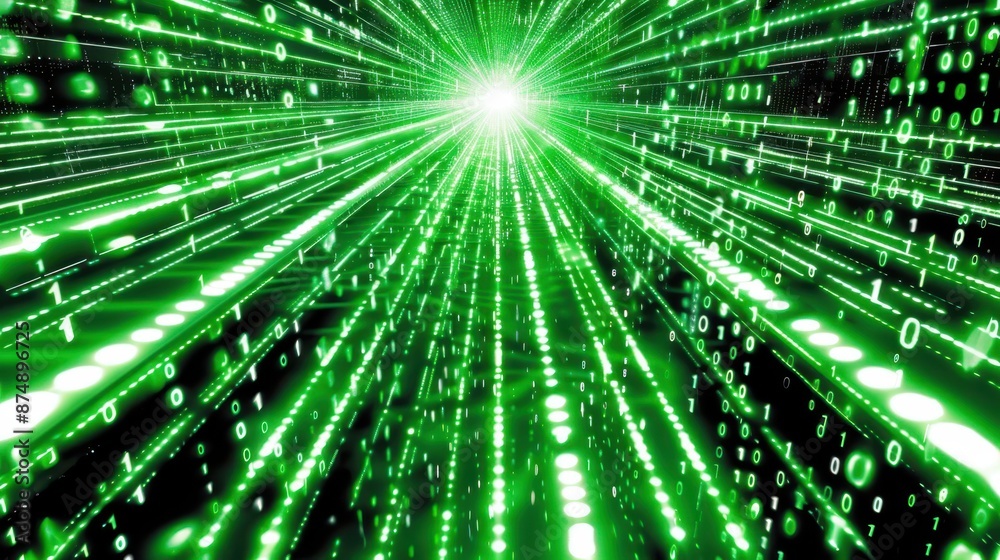 Fototapeta premium green light shining through a dark background