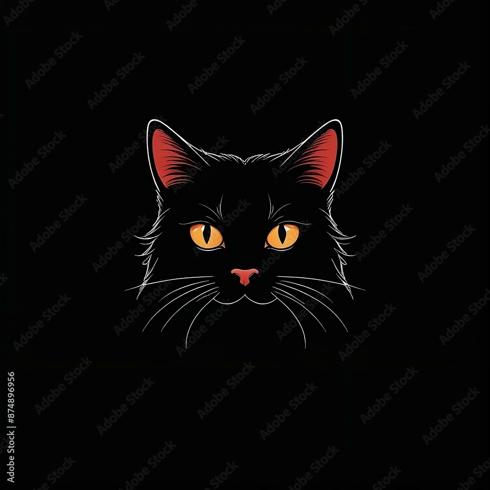 black cat with yellow eyes