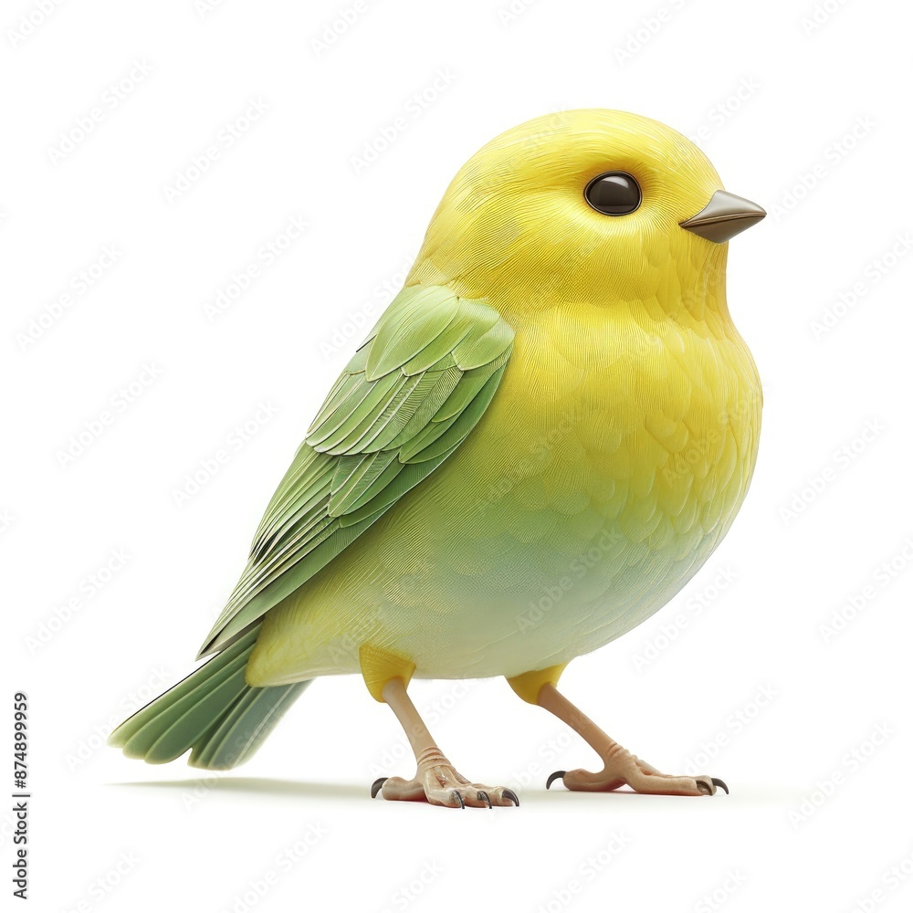 Fototapeta premium Illustration Of A Charming Bird Sticker, Featuring A Lively Green Bird On A White Background