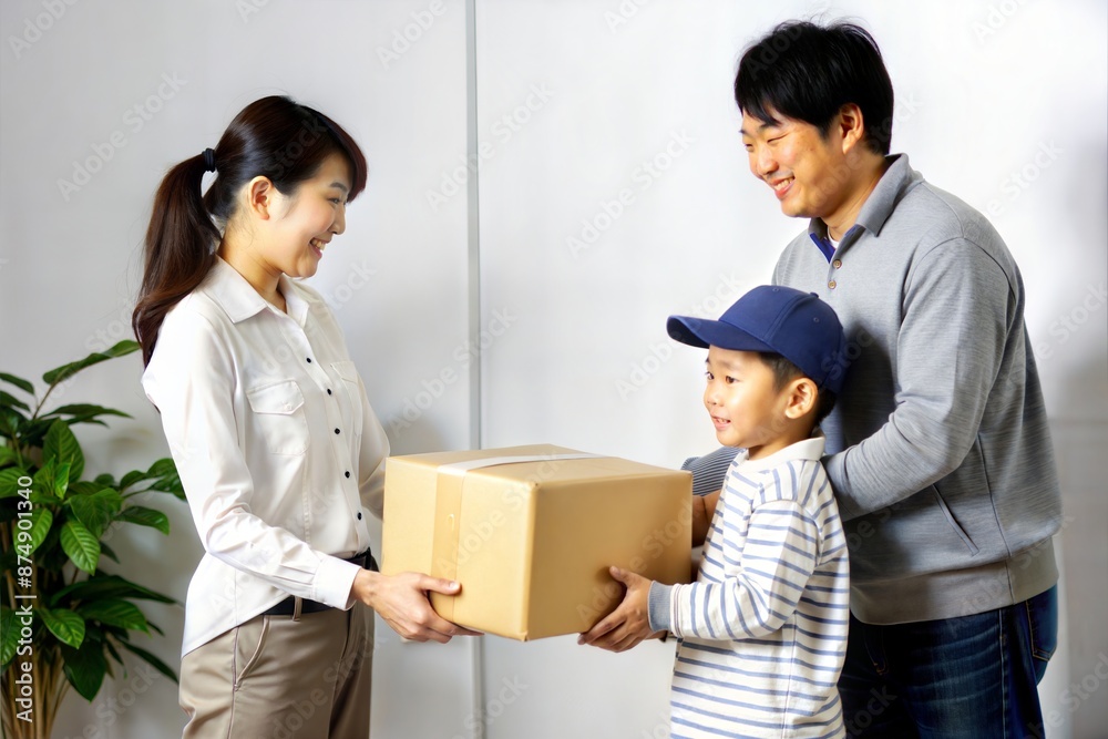Asian Family Receiving Multiple Packages from Delivery Person
Asian Family Receiving Multiple Packages from Delivery Person