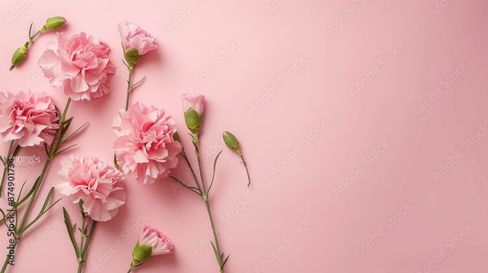 Pink Carnations on a Pale Pink Background Pink Carnations on a Pale Pink Background