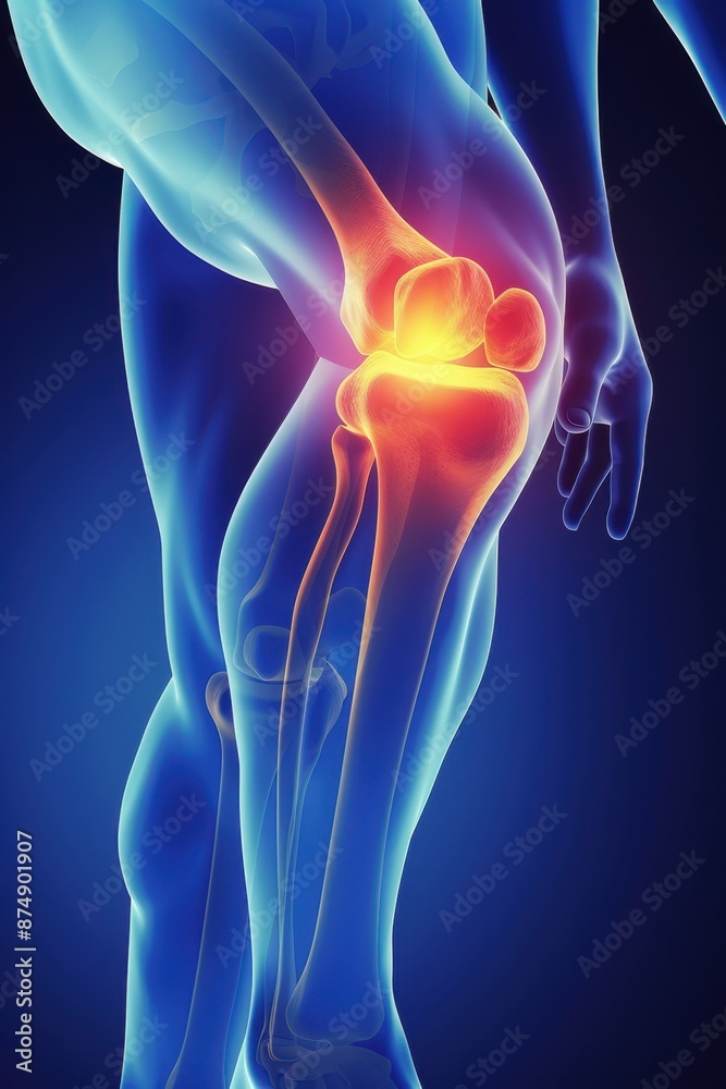 the knee joint is highlighted in this image the knee joint is highlighted in this image