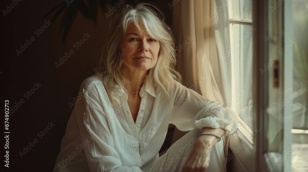 Fototapeta premium Woman by window