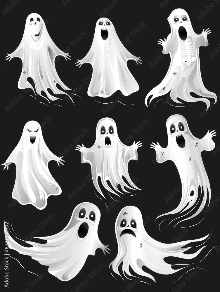 Ghosts in various poses Ghosts in various poses