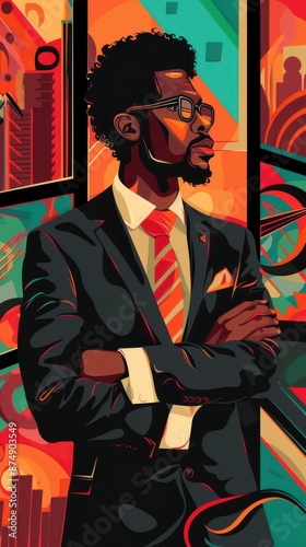 a painting of a man in a suit and tie photo