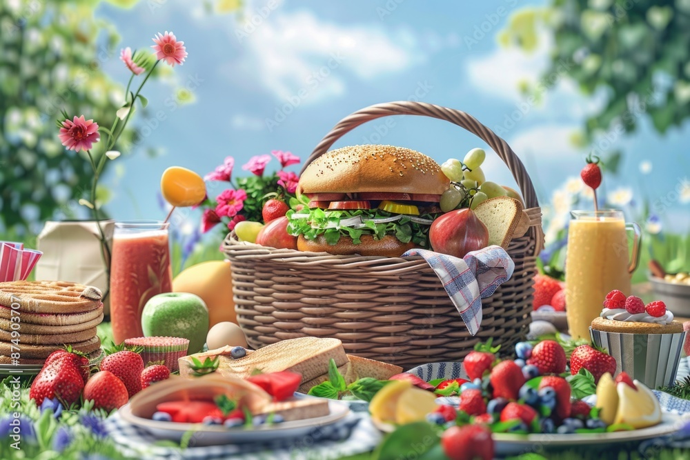 Picnic Basket Filled with Food Picnic Basket Filled with Food
