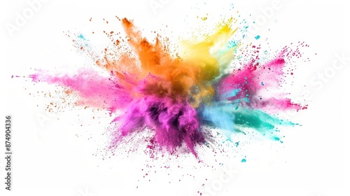 colorful powder explosion on white background