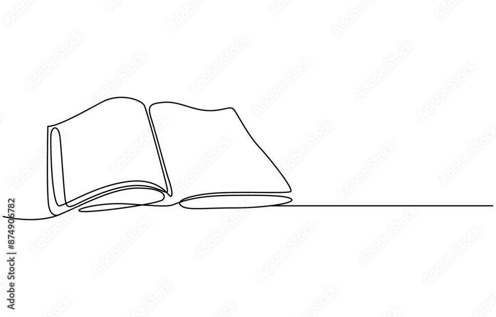 Continuous line drawing of book opening vector illustration, Continuous one-line drawing of book opening vector graphic illustration. Opened book isolated on the white background, Book drawn with one Continuous line drawing of book opening vector illustration, Continuous one-line drawing of book opening vector graphic illustration. Opened book isolated on the white background, Book drawn with one