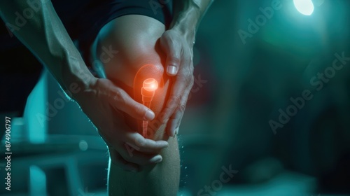 a person with a knee pain holding their knee