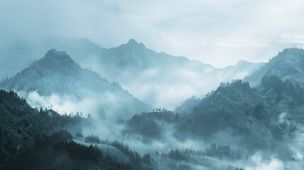 Tableau sur plexiglas  A Misty Mountain Landscape  © IntelliArt