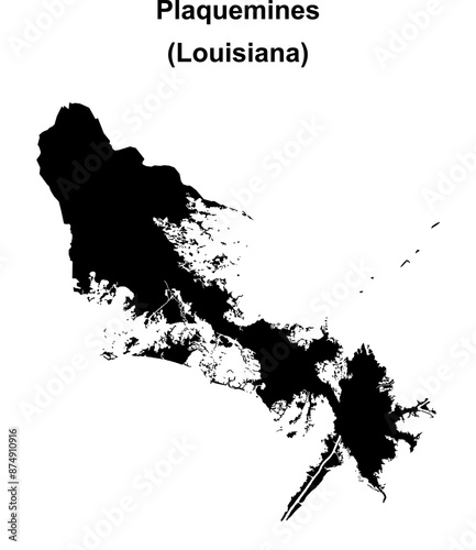 Plaquemines Parish (Louisiana) blank outline map photo