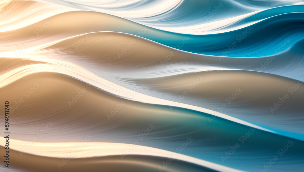 Obraz premium Futuristic white and blue abstract wavy background, White and blue abstract waves