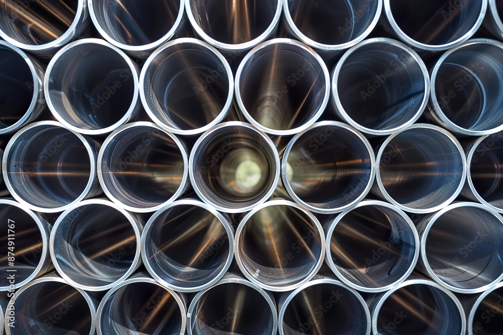 photo of Stack of stainless steel pipes background, metallurgical industry backdrop concept image photo of Stack of stainless steel pipes background, metallurgical industry backdrop concept image