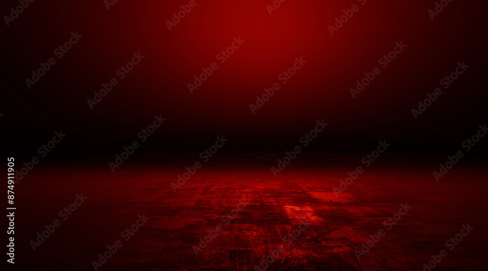 Dark Room with Red Light. Mysterious Light in the Dark. 3d rendering ...