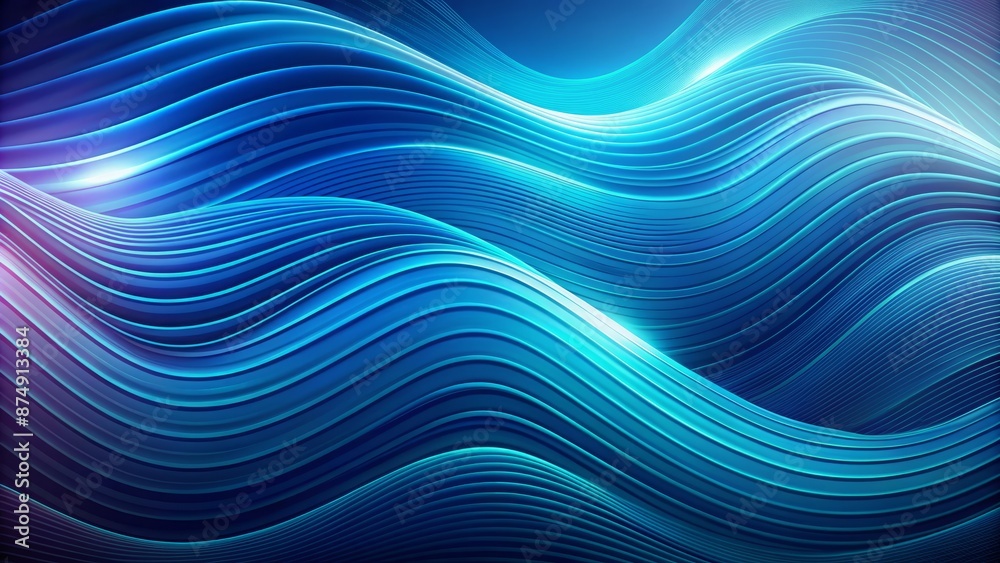 Fototapeta premium Vibrant blue wavy abstract background featuring thin curved lines forming a seamless pattern with a modern minimalist aesthetic appeal.