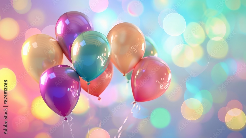 Colorful Balloons Floating on a Dreamy Background